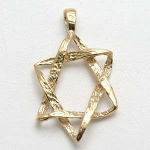 14k Yellow Gold Woven Star of David Pendant Large - JewelryJudaica