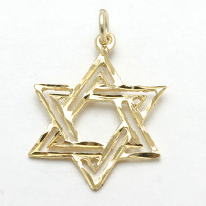 14k Yellow Gold Double Woven Jewish Star of David Pendant - JewelryJudaica