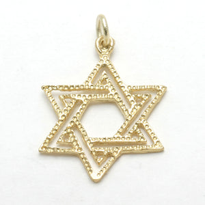 14k Yellow Gold Double Woven Jewish Star of David Pendant - JewelryJudaica