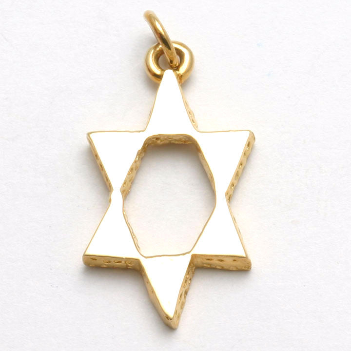 14k Yellow Gold Modern Star of David Pendant - JewelryJudaica