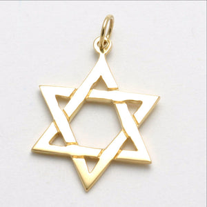 14k Yellow Gold Star of David Pendant Woven - JewelryJudaica