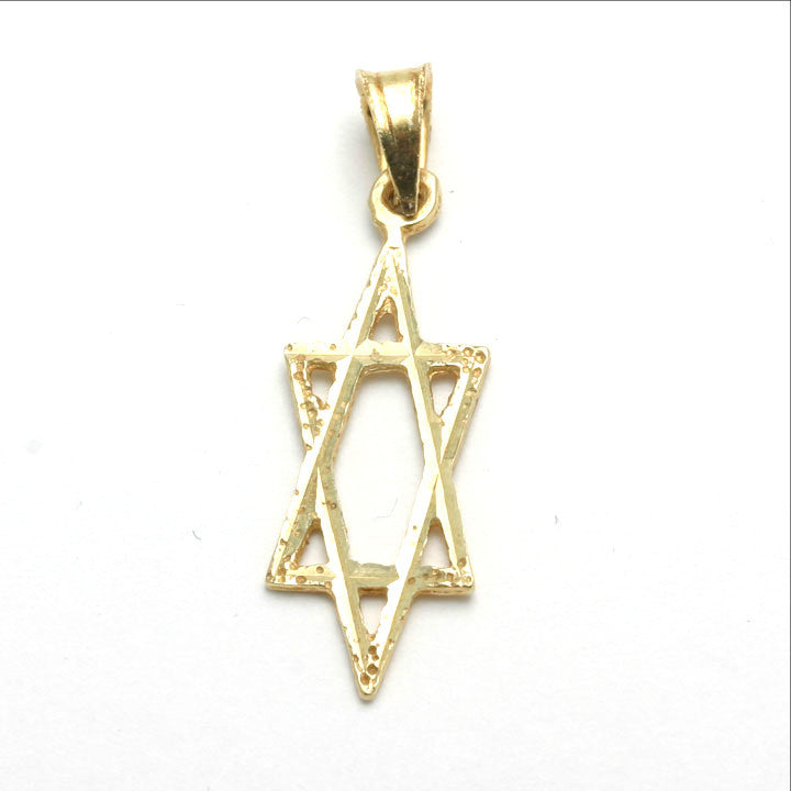 14k Yellow gold Jewish Star of David Pendant Diamond Cut - JewelryJudaica