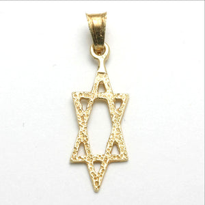 14k Yellow gold Jewish Star of David Pendant Diamond Cut - JewelryJudaica