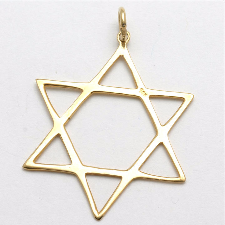 14k Yellow Gold Large Star of David Pendant - JewelryJudaica