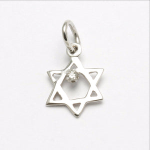 14k White Gold Diamond Star of David Pendant - JewelryJudaica