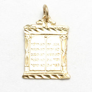 14k Yellow Gold 10 commandments Pendant Diamond Cut - JewelryJudaica