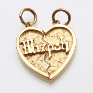 Mizpah Heart Pendant Best Friends 14k Yellow Gold - JewelryJudaica