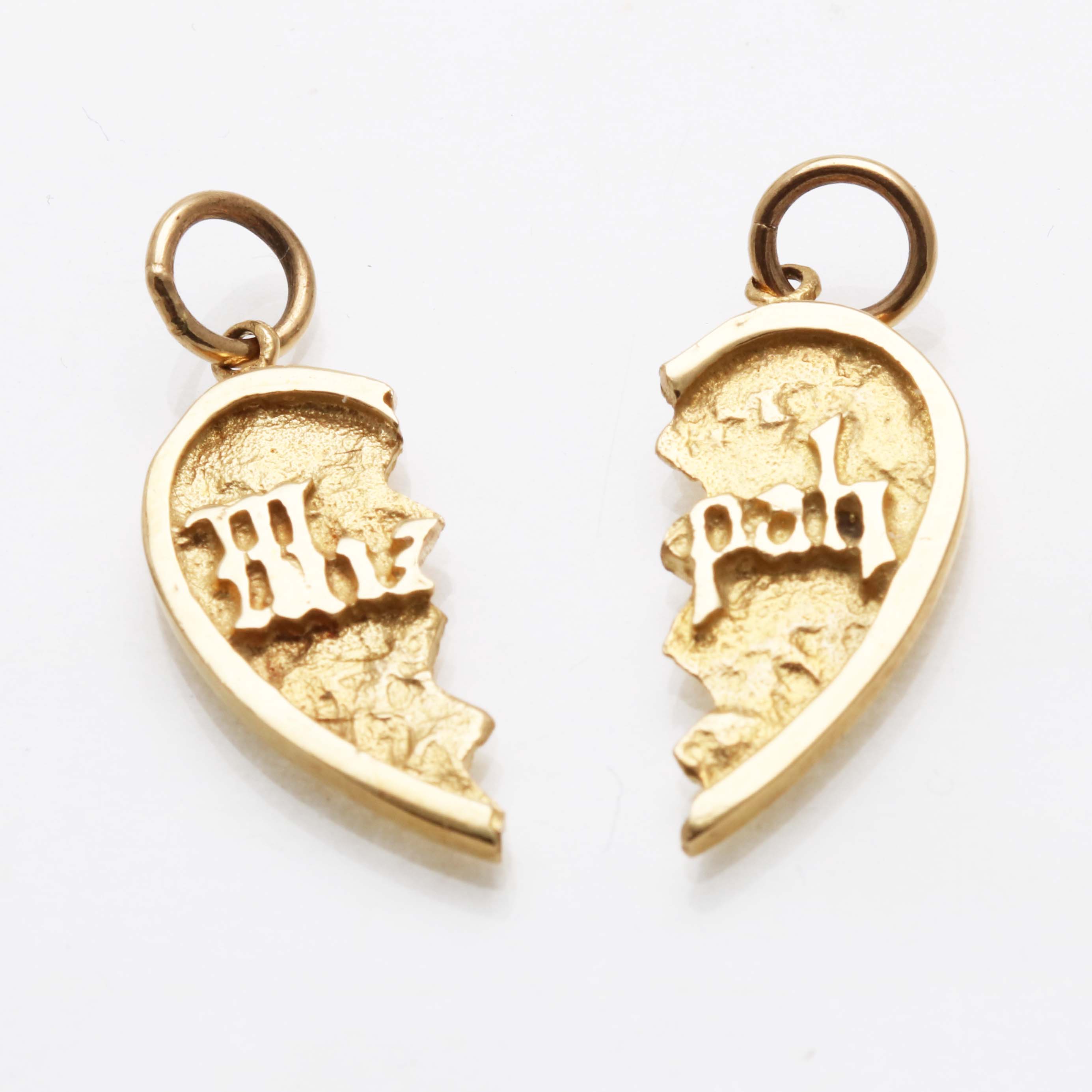 Mizpah Heart Pendant Best Friends 14k Yellow Gold - JewelryJudaica