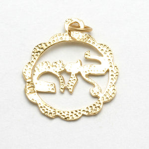 14k Yellow Gold Mazal Luck Pendant Judaica - JewelryJudaica