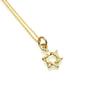 14k Yellow gold Petite Star of David Necklace - JewelryJudaica