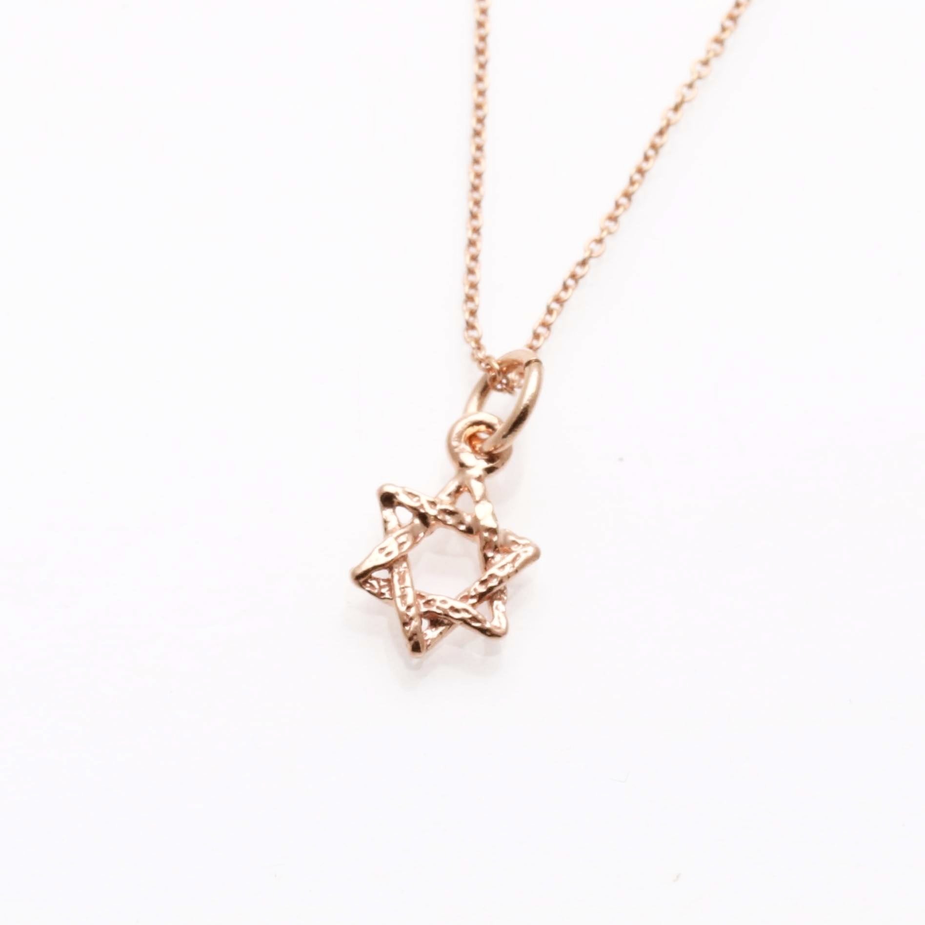 14k Rose gold Petite Star of David Necklace - JewelryJudaica