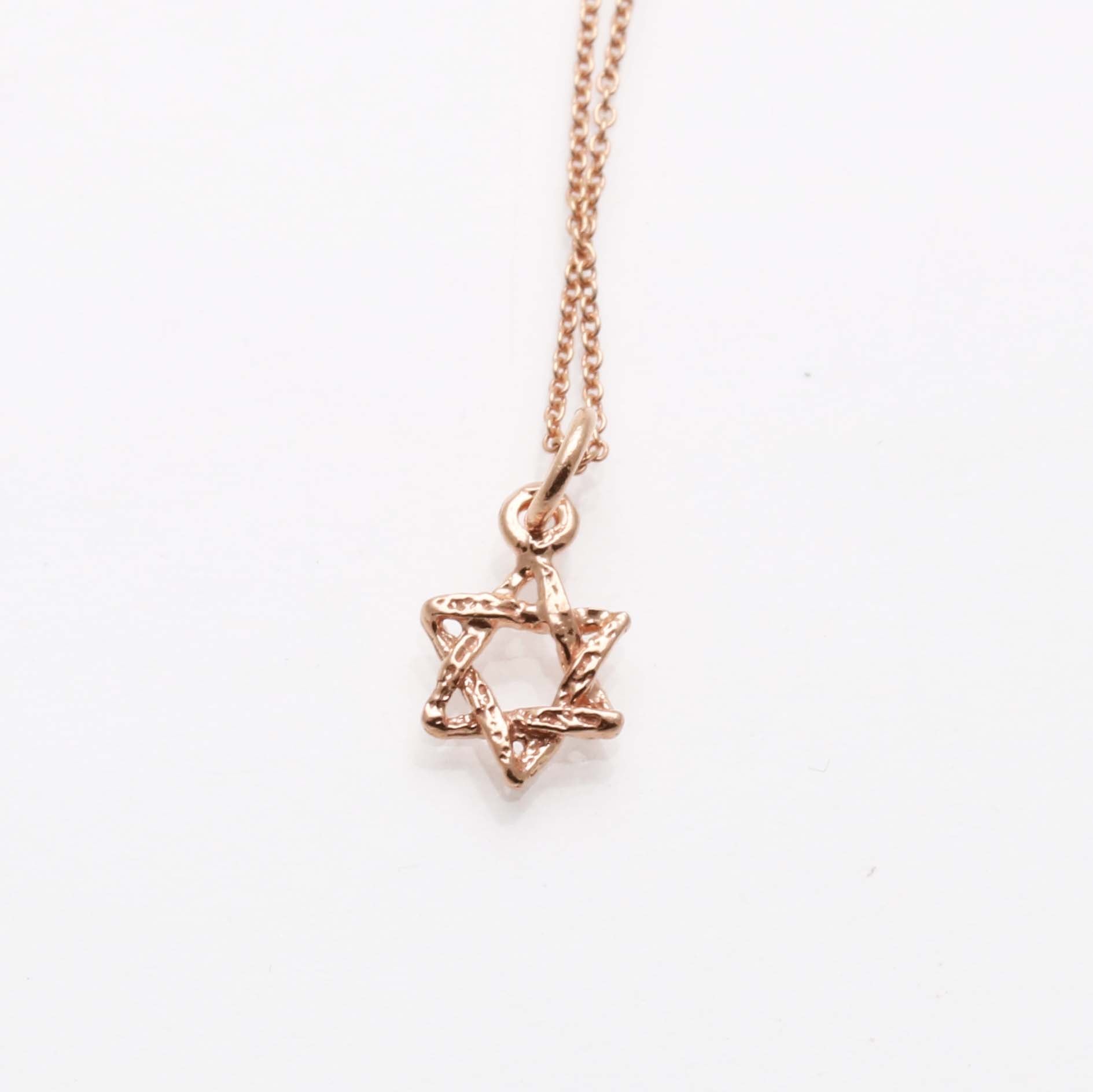 14k Rose gold Petite Star of David Necklace - JewelryJudaica