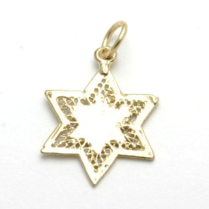 14k Yellow Gold Jewish Star of David Pendant Filigree Zion - JewelryJudaica