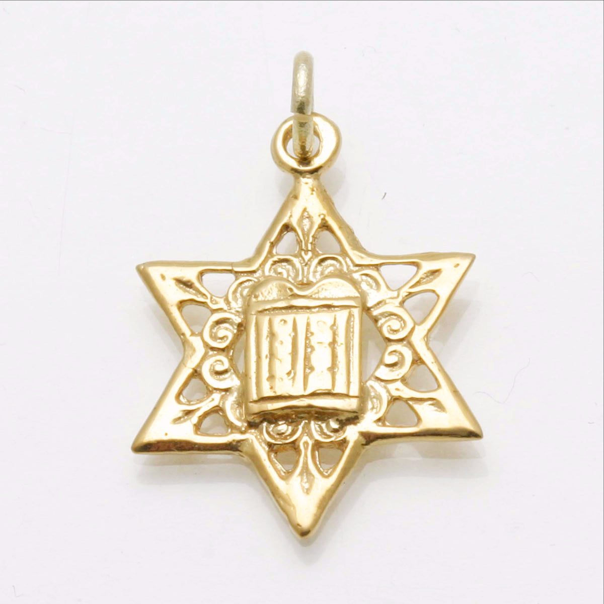 14k Yellow gold Star of David 10 commandments Pendant - JewelryJudaica