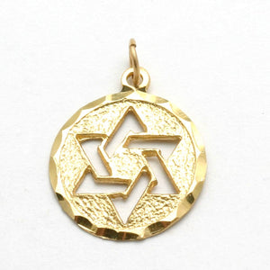 14k Yellow Gold Star of David Encircled Pendant - JewelryJudaica