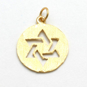 14k Yellow Gold Star of David Encircled Pendant - JewelryJudaica