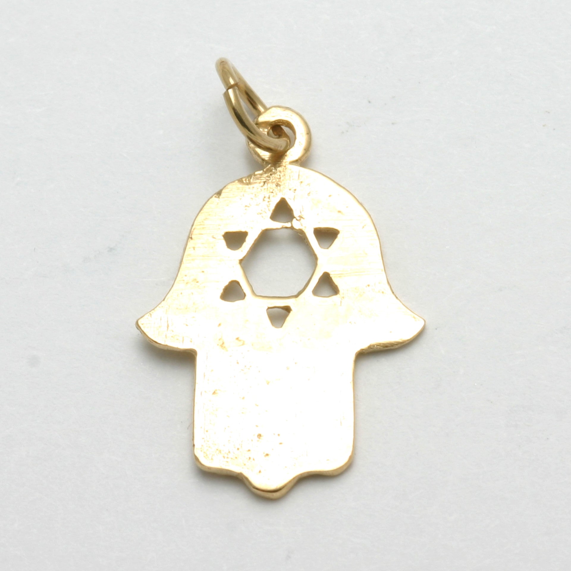 14k Yellow Gold Hamsa Hand Star of David Pendant - JewelryJudaica