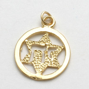 14k Yellow Gold Star of David Chai Encircled Pendant - JewelryJudaica