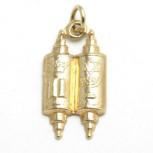 14k Yellow Gold Torah Pendant - JewelryJudaica