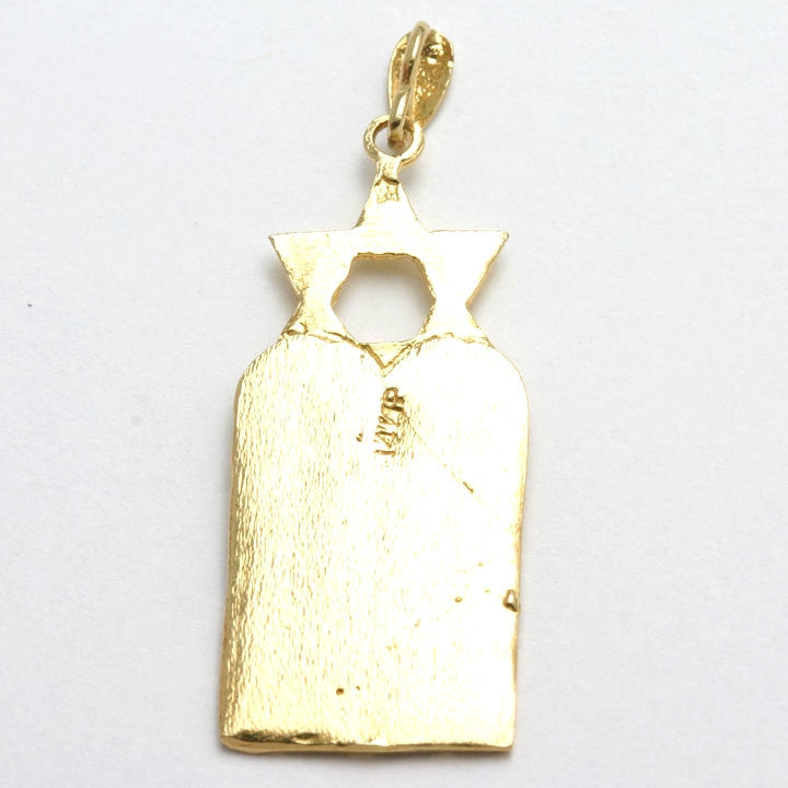 14k Yellow Gold 10 commandments Star of David Pendant - JewelryJudaica