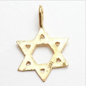 14k Yellow Gold Jewish Star Pendant Diamond Cut - JewelryJudaica