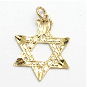 14k Yellow Gold Star of David Pendant - JewelryJudaica