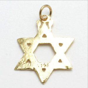 14k Yellow Gold Star of David Pendant - JewelryJudaica