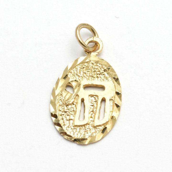 14k Yellow Gold Chai Pendant Oval - JewelryJudaica
