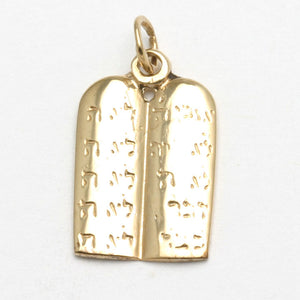 14k Yellow Gold 10 Commandments Pendant Star of David - JewelryJudaica