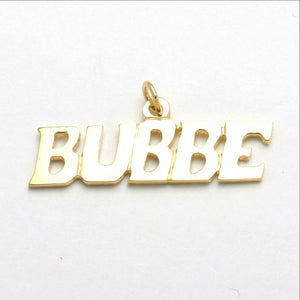 14k Yellow Gold Bubbe Pendant Grandmother Yiddish - JewelryJudaica