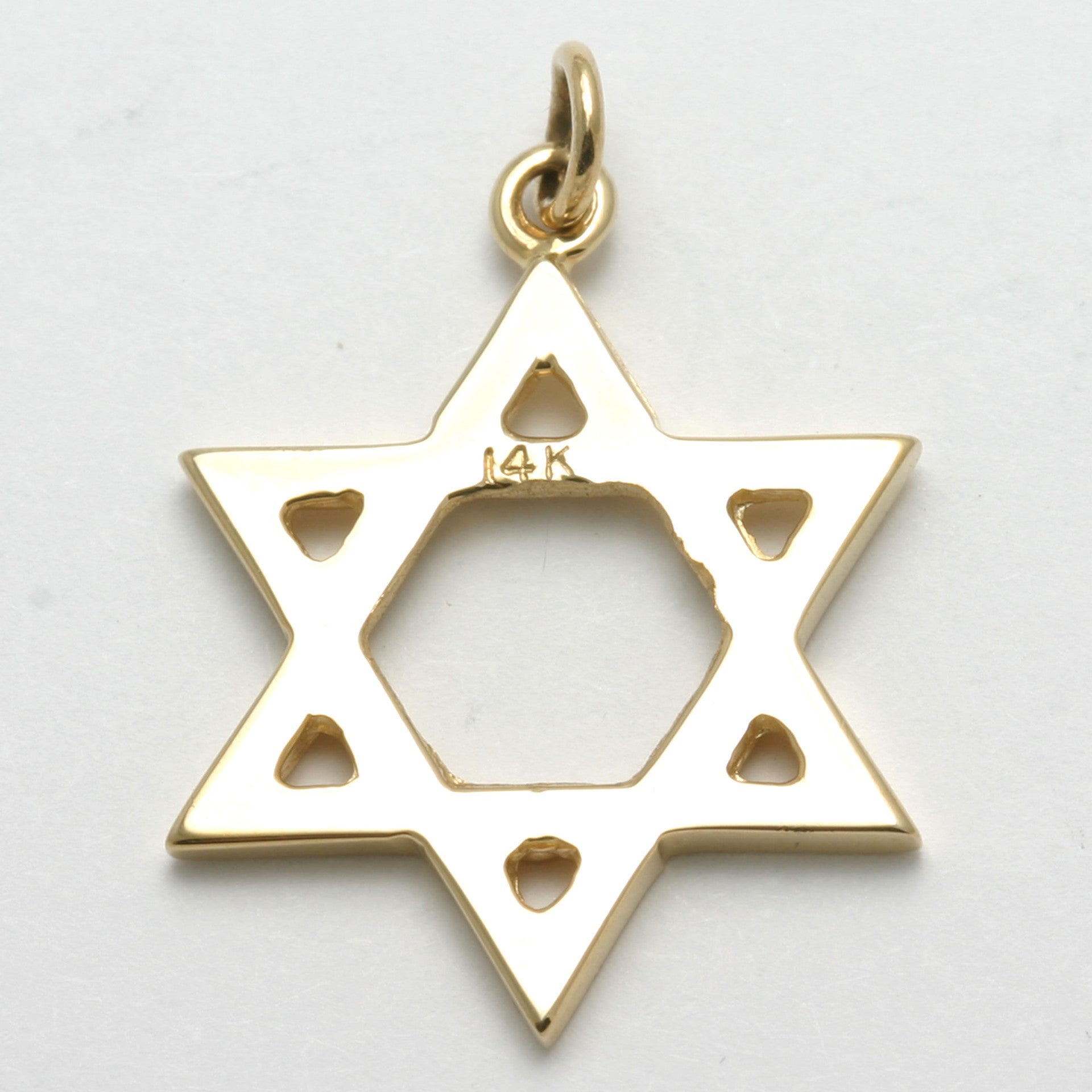 14k Yellow Gold Jewish Star of David Traditional Modern Solid - JewelryJudaica