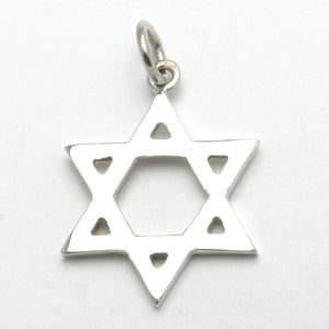 14k White Gold Solid Star of David Pendant - JewelryJudaica