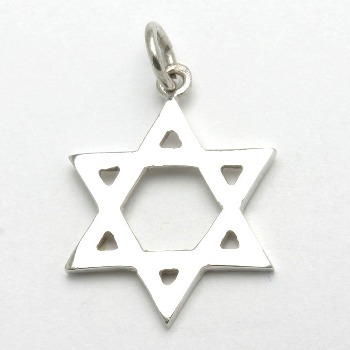 14k White Gold Solid Star of David Pendant - JewelryJudaica