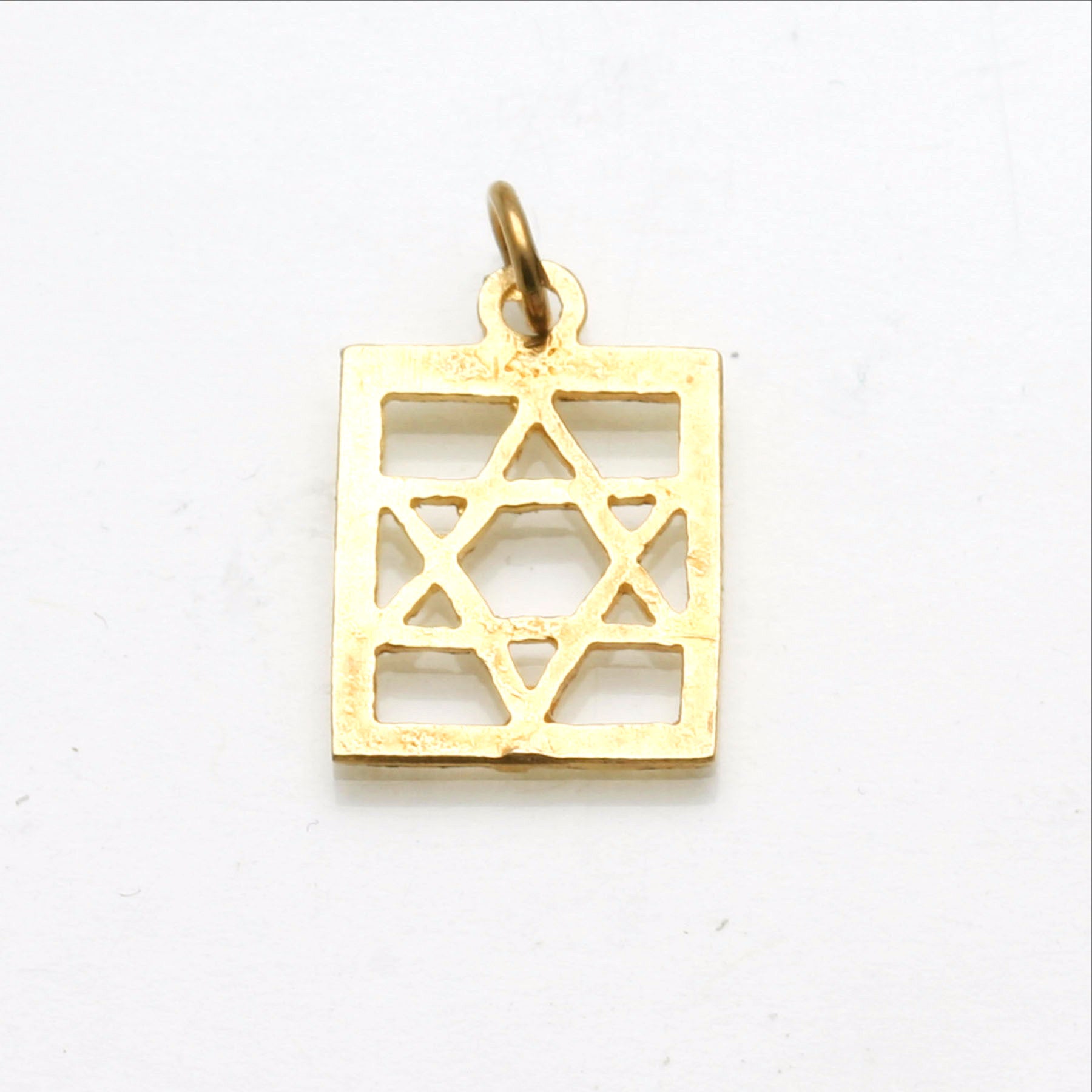 14k yellow gold Star of David Square Pendant Diamond Cut - JewelryJudaica