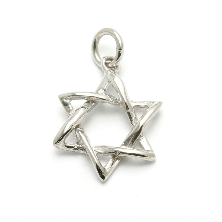 14k White Gold Woven Star of David Pendant - JewelryJudaica