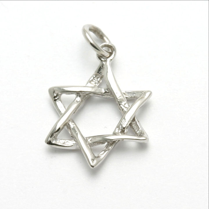 14k White Gold Woven Star of David Pendant - JewelryJudaica