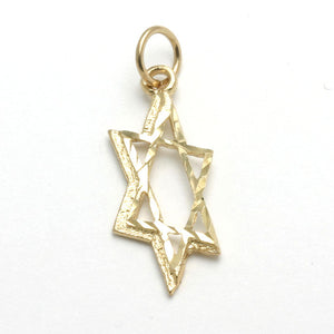 14k Yellow Gold Jewish Star of David Pendant Modern Angle - JewelryJudaica