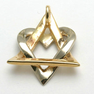 14k Yellow & White Gold Jewish Star of David Heart Pendant - JewelryJudaica