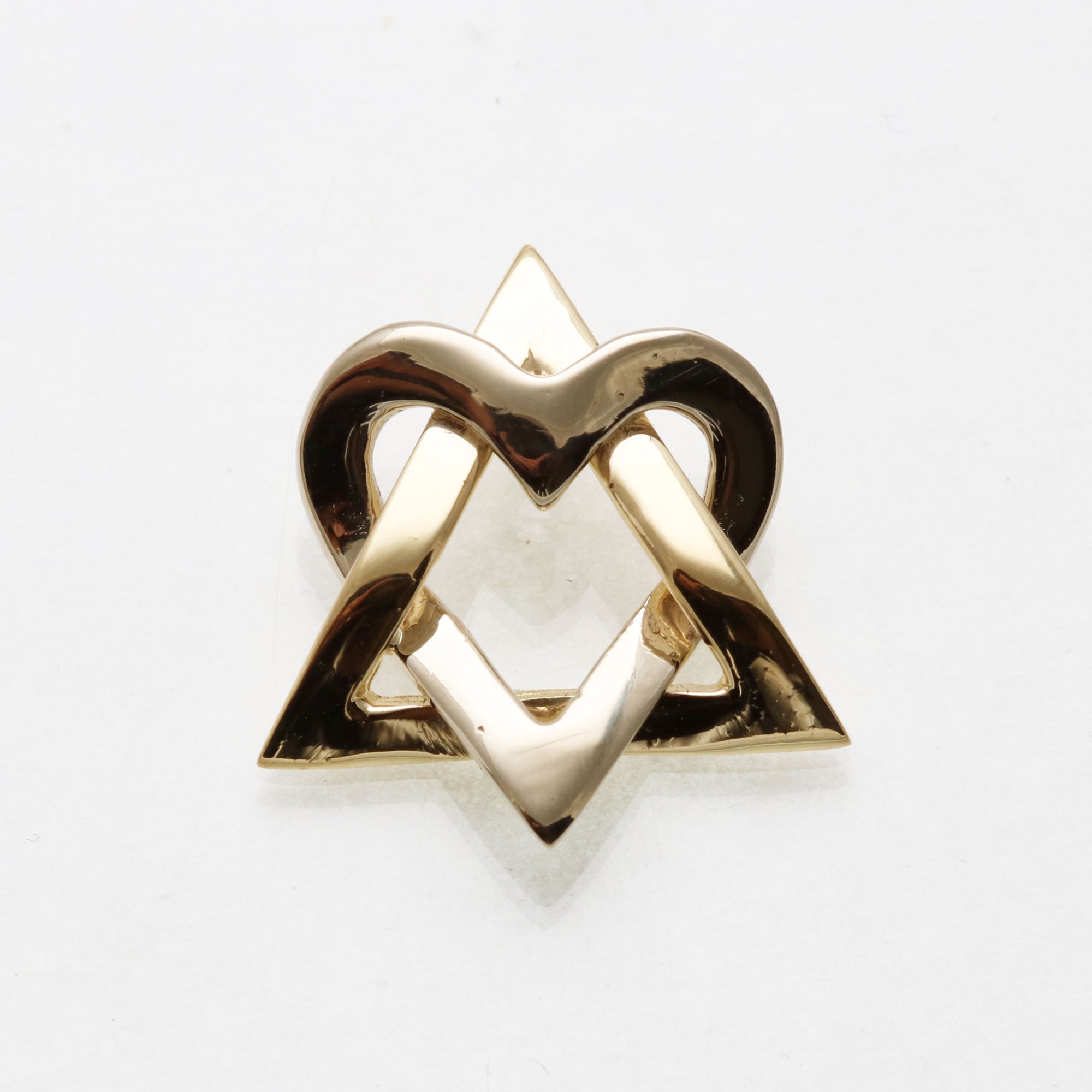 14k Yellow & White Gold Jewish Star of David Heart Pendant