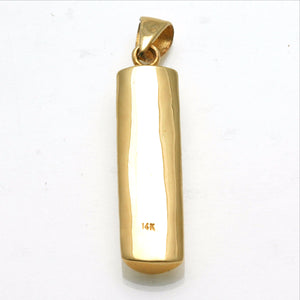 14K Yellow Gold Solid Mezuzah Pendant Large Chai - JewelryJudaica