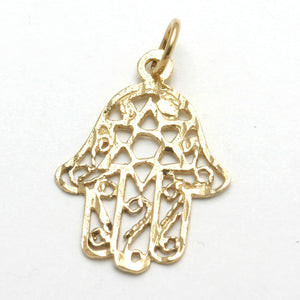 Yellow Gold Hamsa Star of David Pendant Filigree - JewelryJudaica