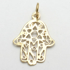 Yellow Gold Hamsa Star of David Pendant Filigree - JewelryJudaica