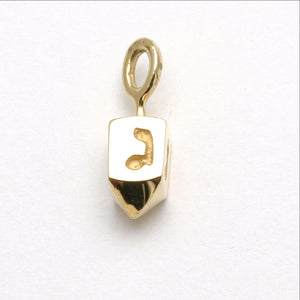 14k Yellow Gold Dreidel 3D Pendant Small Solid Hanukkah - JewelryJudaica