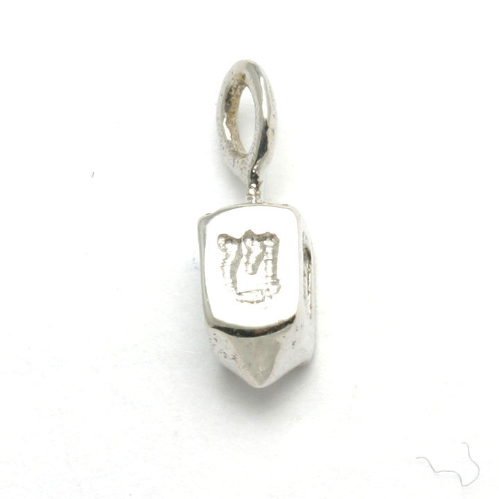 14k White Gold Dreidel 3D Pendant Small Hanukkah - JewelryJudaica