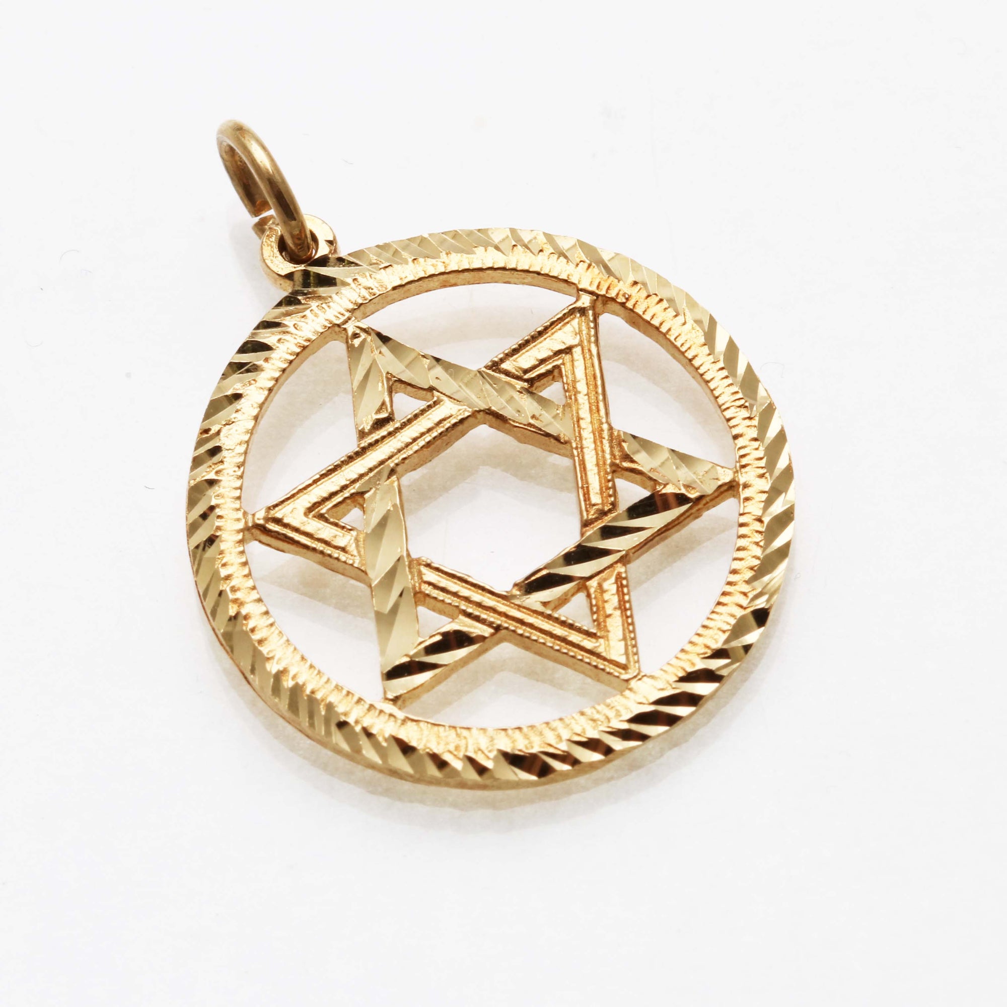 14k yellow gold Encircled Star of David Pendant Large