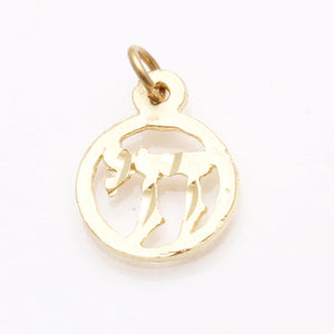 14k Yellow Gold Encircled Chai pendant Small - JewelryJudaica