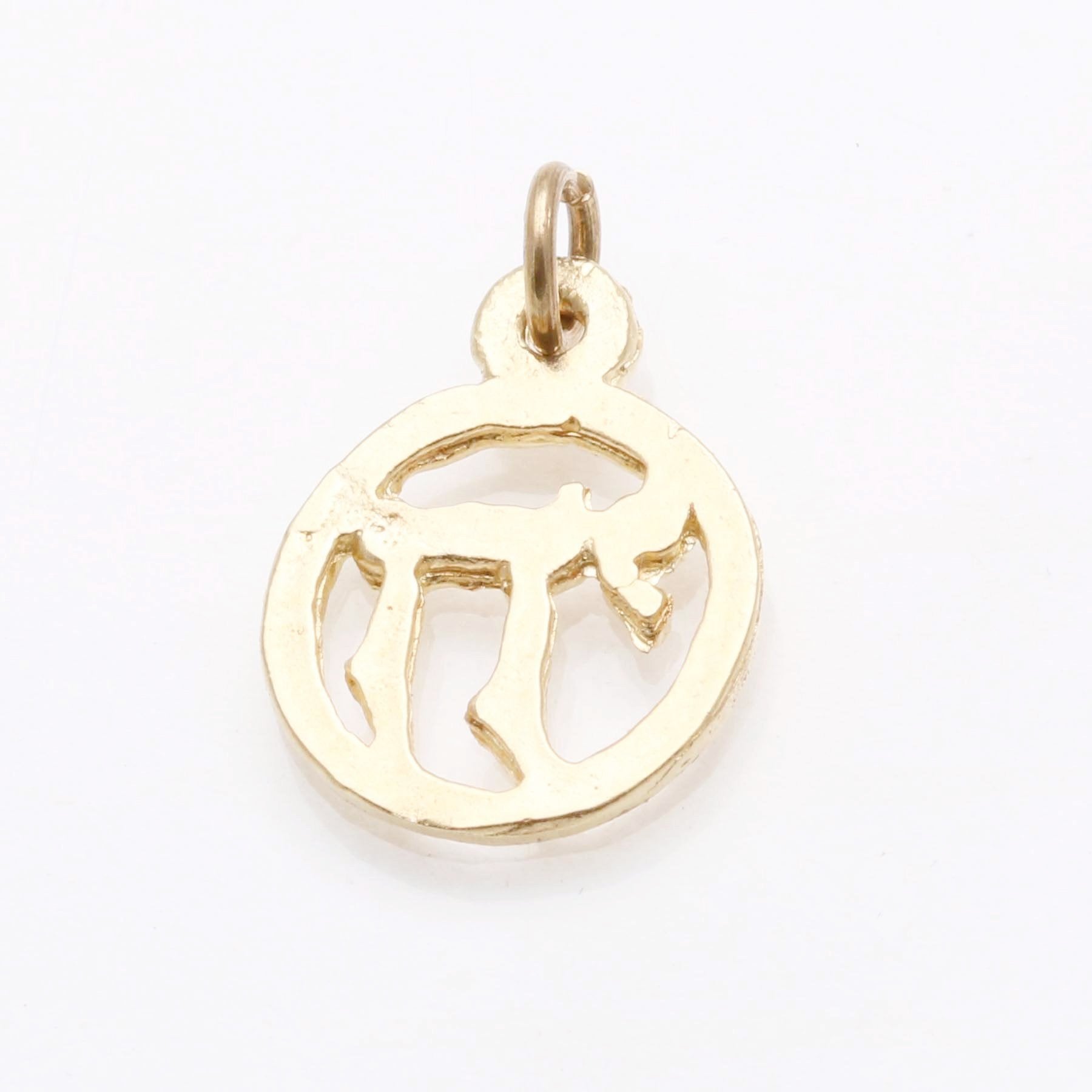 14k Yellow Gold Encircled Chai pendant Small - JewelryJudaica