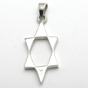 14k White Gold Modern Star of David Pendant Elongated Solid - JewelryJudaica