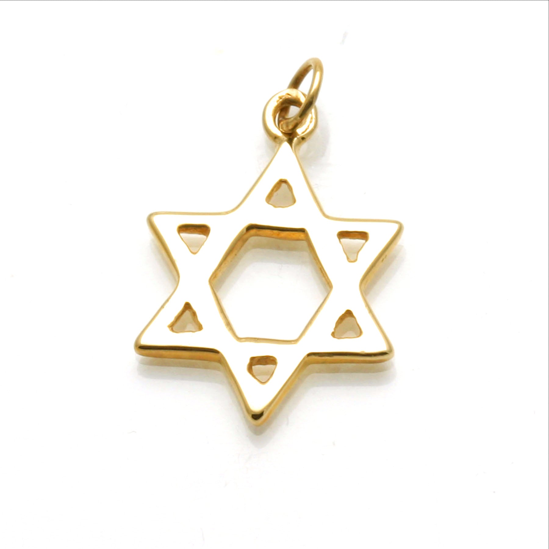 14k Yellow Gold Traditional Jewish Star of David Pendant - JewelryJudaica