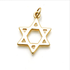 14k Yellow Gold Traditional Jewish Star of David Pendant - JewelryJudaica
